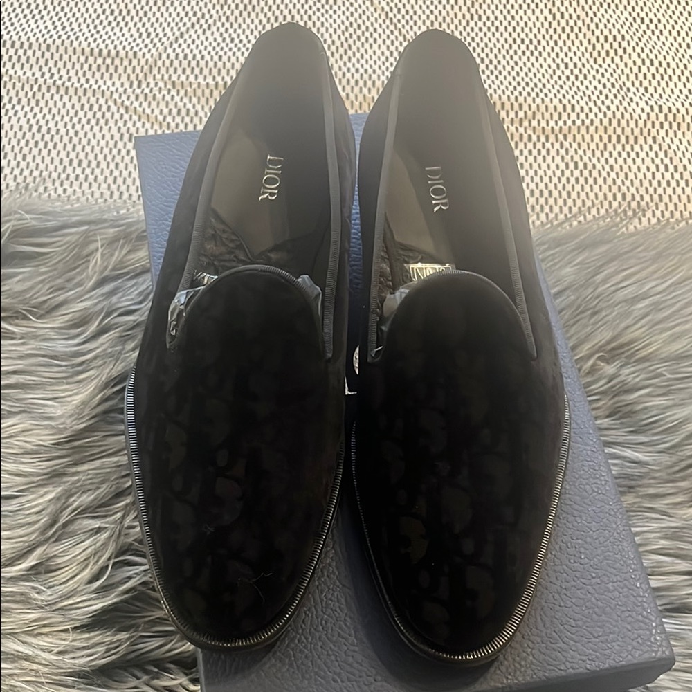 Dior Timeless Black Velvet Loafers Slip-Ons